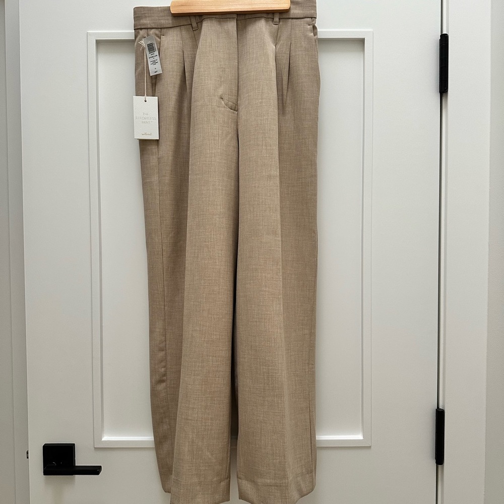 Aritzia Effortless pant in oatmeal Beige Straight-Leg Trousers - Picture 3 of 9